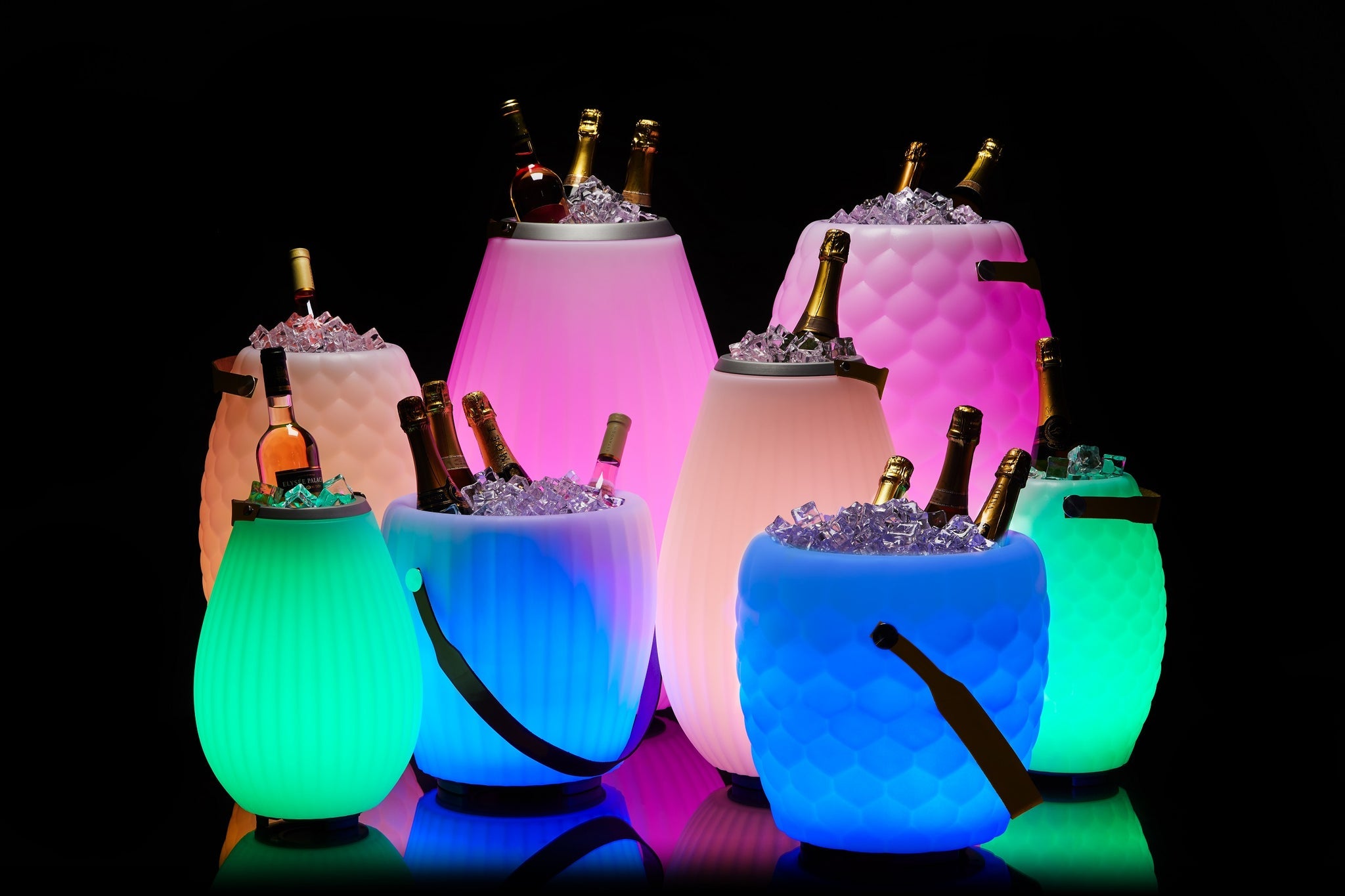 Bluetooth Lautsprecher BOWL  Streifendesign mit Licht in 9 wechselbaren Farben Getränkekühler