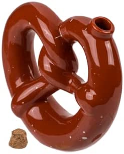 Flachmann Taschenflachmann Taschenflasche - Form Brezn - Flachmann aus Keramik BRAUN lackiert - Hip Flask 120ml