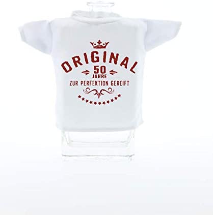 Flaschen Deko Mini Tshirt zum Geburtstag mit Aufdruck 50 Jahre zur Perfektion gereift