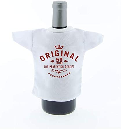 Flaschen Deko Mini Tshirt zum Geburtstag mit Aufdruck 50 Jahre zur Perfektion gereift