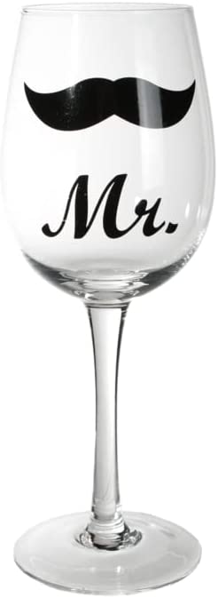 Bierglas Weinglas 2erSet - Kussmund Mrs. & Schnurbart Mr. - 100% Glas, Fassungsvermögen 430 ml. 2-teilig, in PVC-Geschenkbox