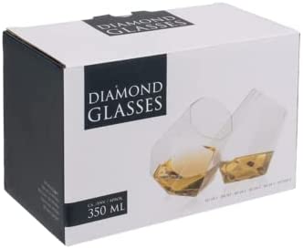 Diamond Whiskyglas 2er-Set ca.350ml - Moderner Look - Glaswaren Für Bourbon / Rum / Bar Tumbler
