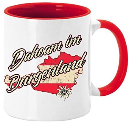 Tasse Kaffeebecher mit Aufdruck Österreich Austria - Dahoam in - Alle Bundesländer oder persönlicher Wunschort