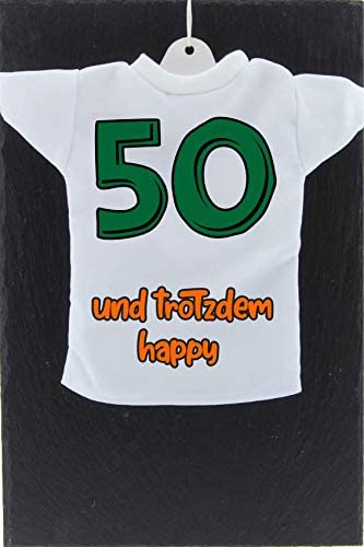 Flaschen Deko Mini Tshirt zum Geburtstag mit Aufdruck  50 und trotzdem Happy