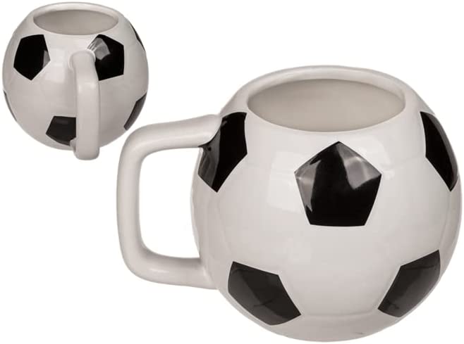 Tasse Kaffeebecher für den begeisterten Fußballer und Kicker - Ballförmige Tasse mit schwarz weißen Farbelementen