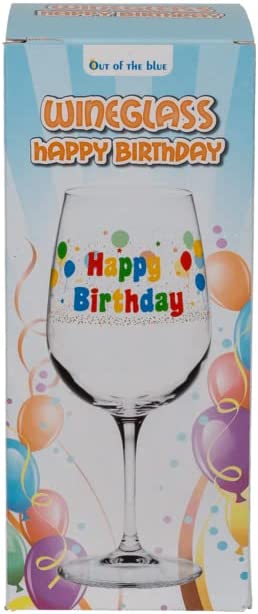 Weinglas Weißweinglas Maßkrug Weizenbierglas mit Aufdruck zum Geburtstag Happy Birthday mit bunten Luftballon
