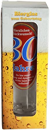 Bierglas Bierhumpen Maßkrug Weizenbierglas mit Aufdruck zum Geburtstag - Herzlichen Glückwunsch 30 Jahre