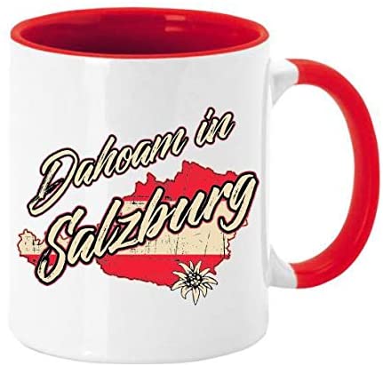 Tasse Kaffeebecher mit Aufdruck Österreich Austria - Dahoam in - Alle Bundesländer oder persönlicher Wunschort