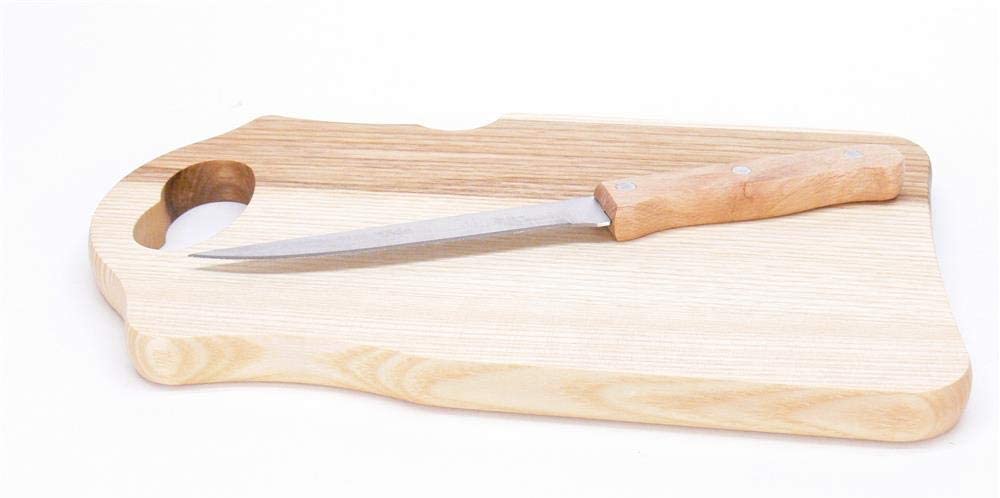 Schneidbrett mit Messer und Gravur Holz ESCHE - Skyline HAMBURG