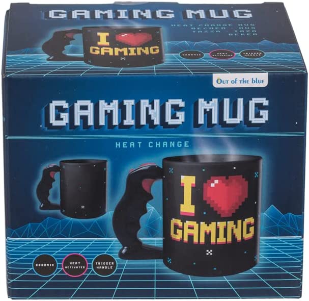 Tasse Kaffeebecher für den Gamer Schwarze Tasse mit Aufdruck I ❤️ Gaming Tasse reagiert auf Hitze