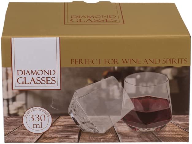 Diamond Whisky Glas 2erSet 330 ml Füllmenge im modernen Look Glaswaren für feine Tropfen