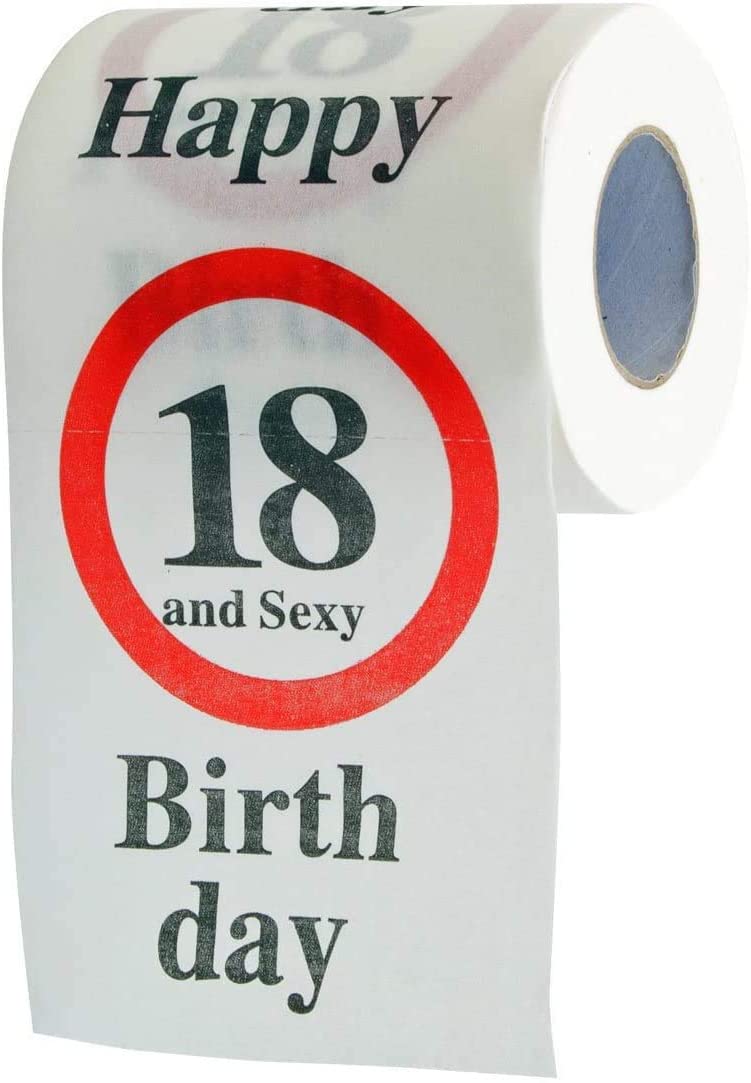 Geburtstag Toilettenpapier mit Aufdruck Verkehrszeichen Happy Birthday 18 and Sexy - Klopapier WC-Papier