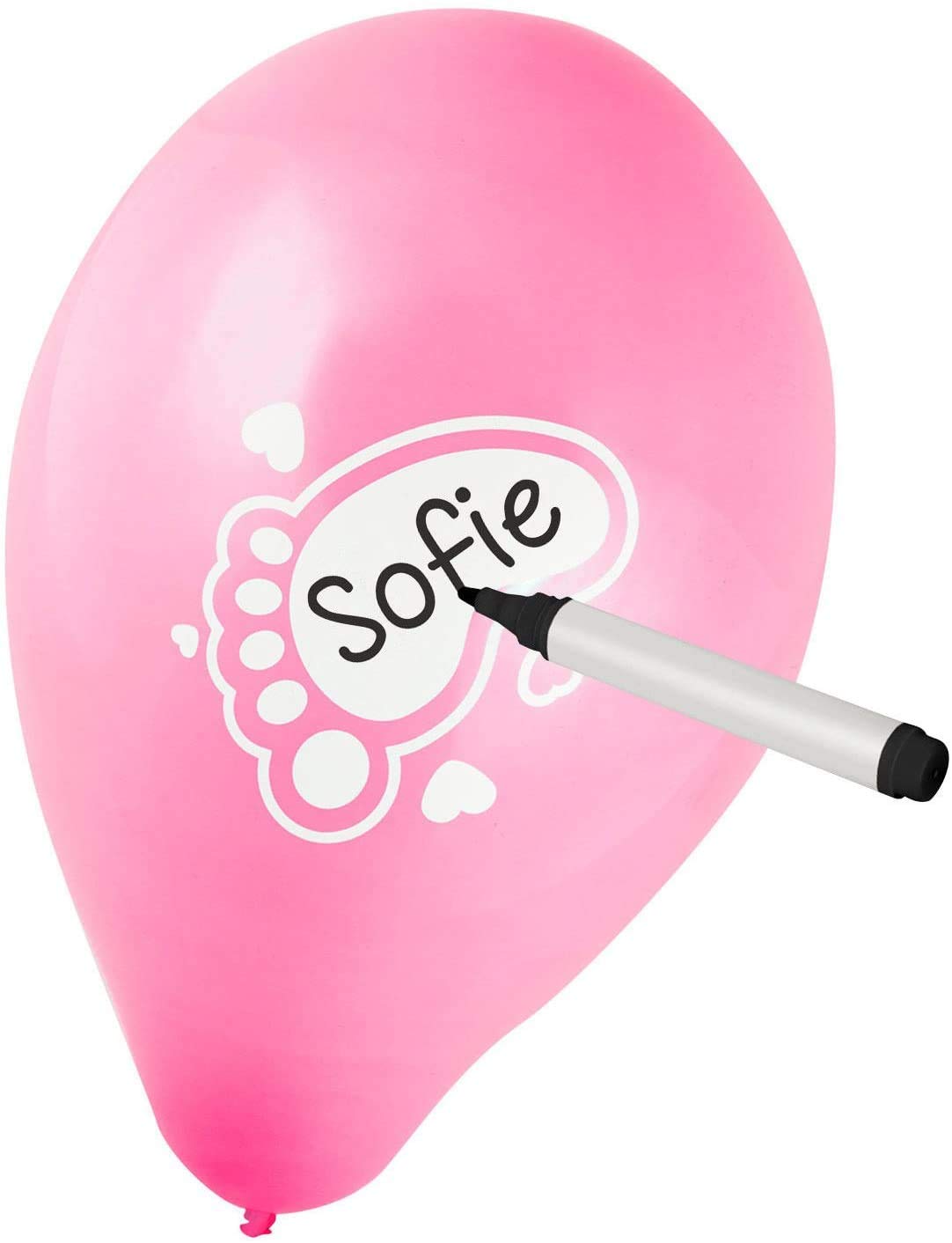Luftballon rosa Geburt Mädchen beschriften Latexballon Babyfuß