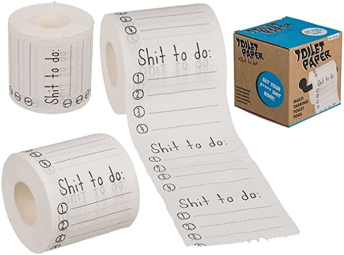 Toilettenpapier mit Aufdruck Shit to do 30m Länge Klopapier WC Papier
