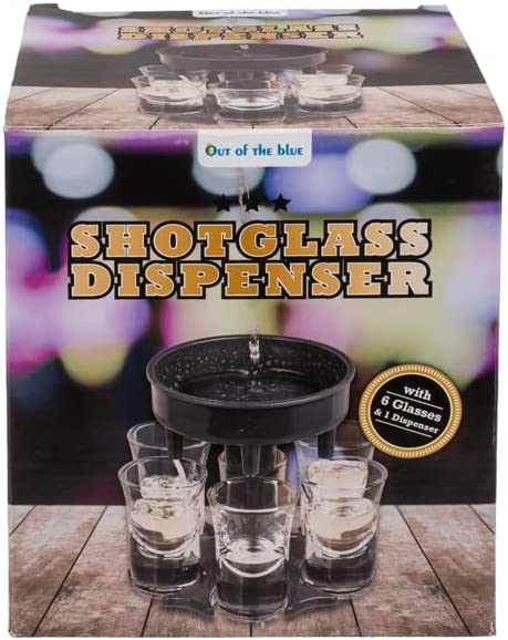 Schnaps Karussell mit 6 Gläsern - Shotglas Alkoholausgießer, tolle Geschenkidee für Männer oder jeden Partyraum