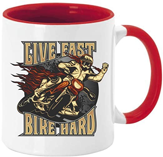 Tasse Kaffeebecher für aktive und begeisterte Motorradfahrer Live Fast Bike Hard