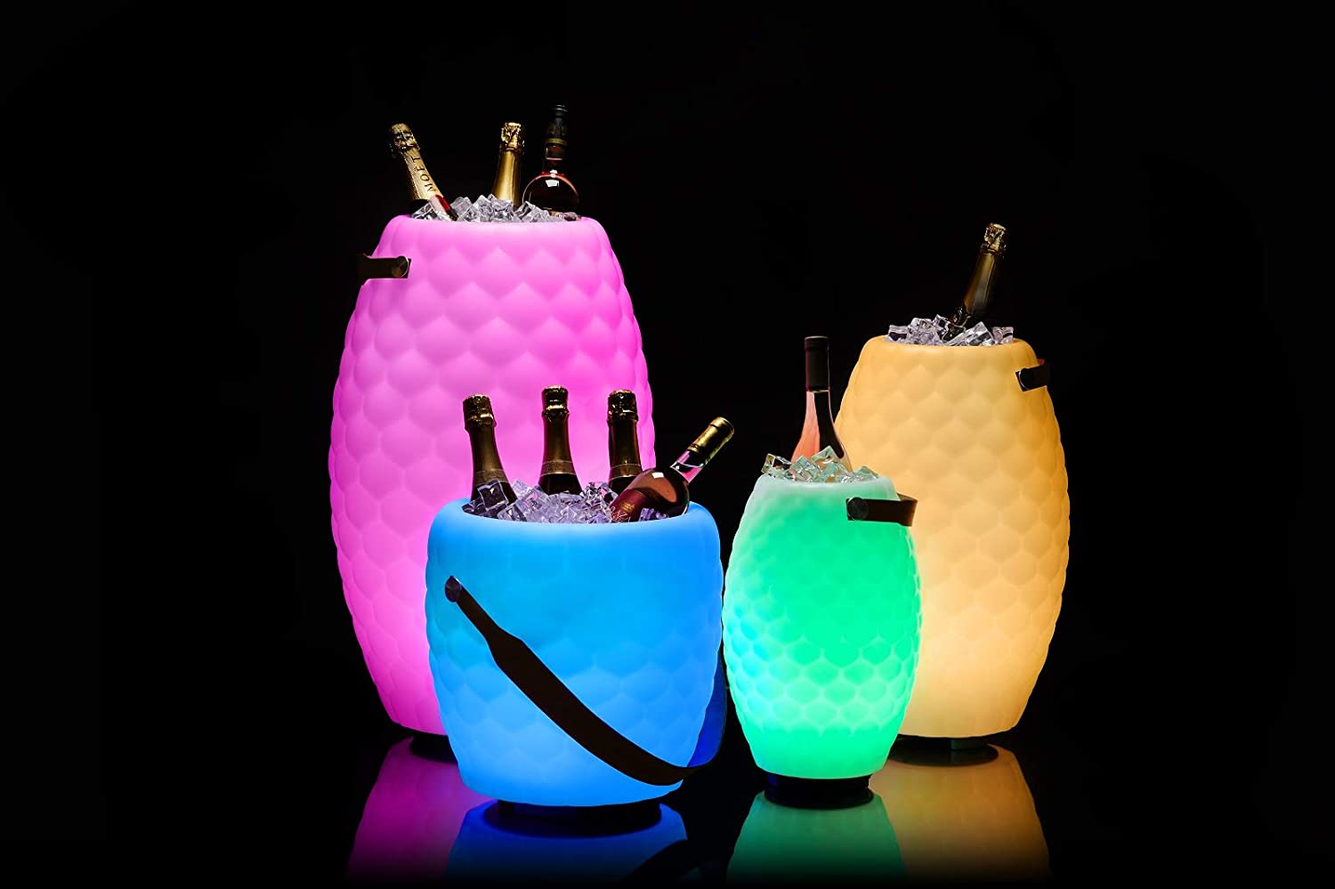 Bluetooth Lautsprecher BOWL  Streifendesign mit Licht in 9 wechselbaren Farben Getränkekühler