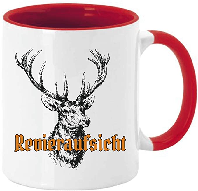 Tasse Kaffeebecher mit Motive für Jäger Revieraufsicht Hirschkopf