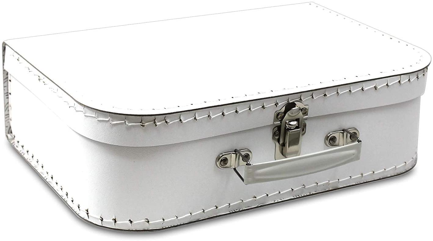 Geburtstagskoffer - Koffer für den Gienisser ob Mann oder Frau - Pappkoffer weiß 30cm - als Geschenk oder für Geschenke
