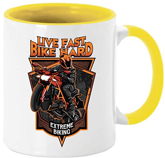 Tasse Kaffeebecher mit Motiv für aktive und begeisterte Motorradfahrer Bike Hard2