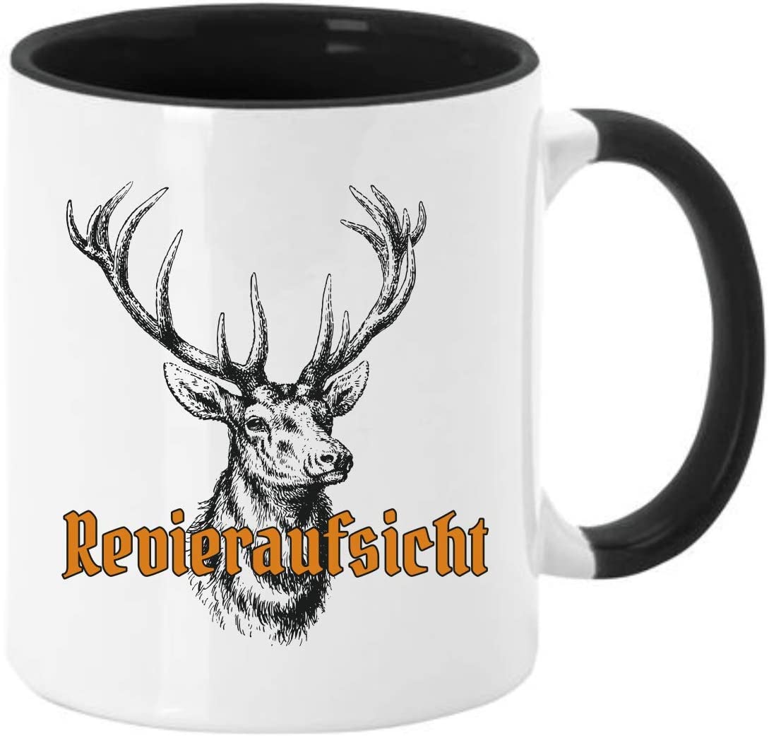Tasse Kaffeebecher mit Motive für Jäger Revieraufsicht Hirschkopf