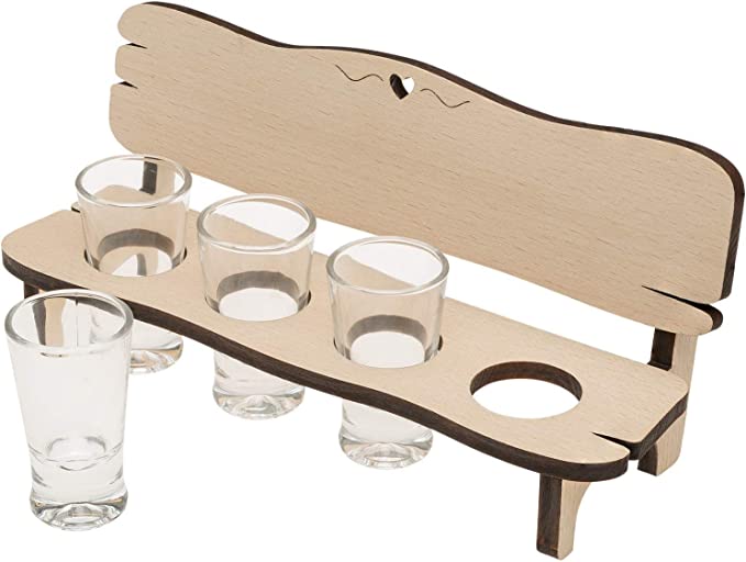 Schnapsbank mit Gravur mit 4 Gläsern Schnapslatte mit Spruch EIN Schnäpschen In Ehren kann dir niemand verwehren