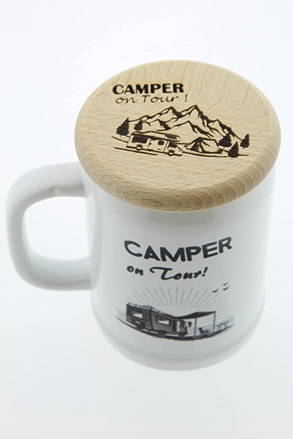 Bierglasdeckel Bierdeckel mit hochwertiger Laser Gravur - Camper on Tour mit Camper Motiv