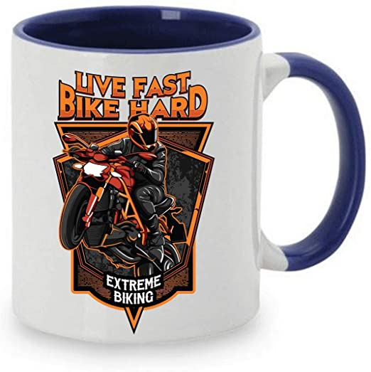 Tasse Kaffeebecher mit Motiv für aktive und begeisterte Motorradfahrer Bike Hard2