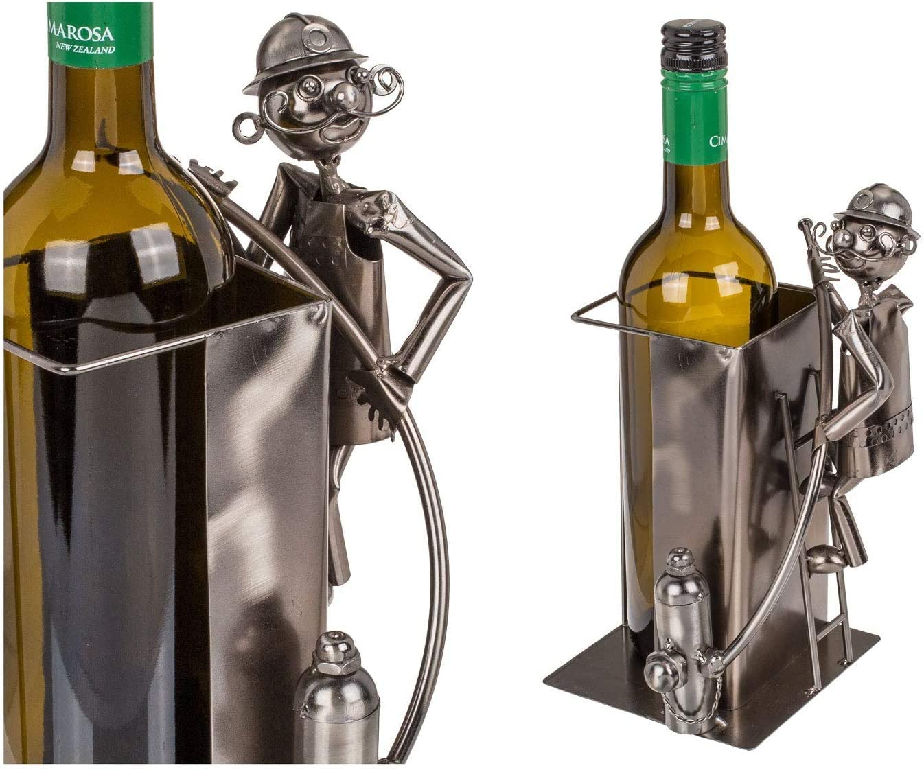 Flaschenhalter Weinhalter Weinständer aus Metall -  Feuerwehrmann