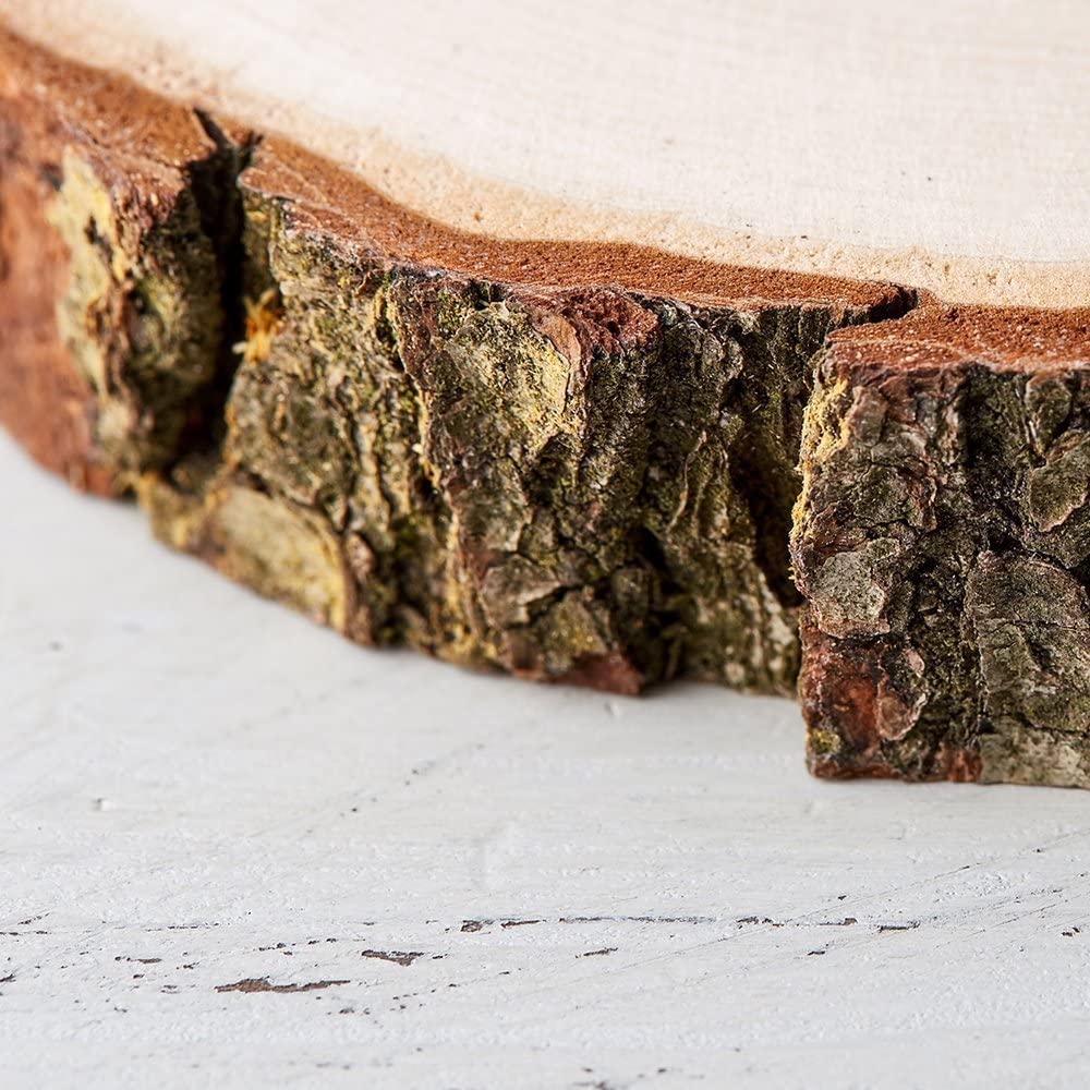 Personalisierte Holzscheibe Bedruckt - Baumscheibe Endlosschleife mit Herz und Bekanntagbe der Vormane des Brautpaares und das Datum der Hochzeit