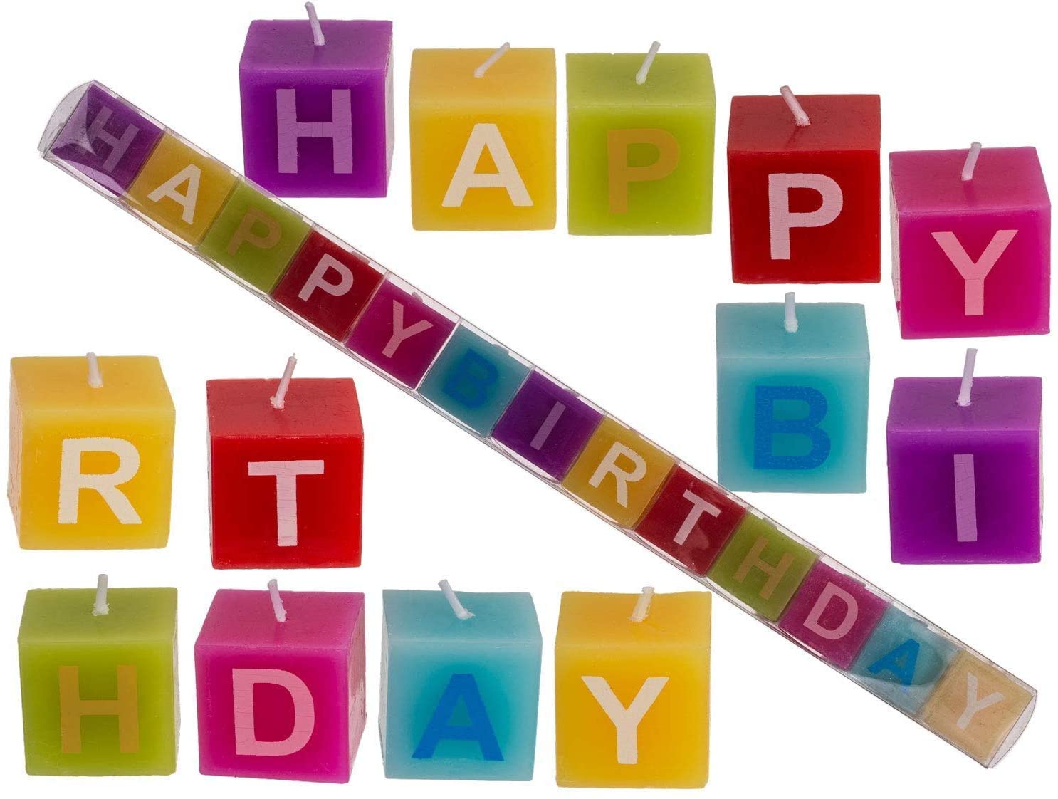 Tortenkerze zum Geburtstag Kerzenwürfel als Schriftzug Happy Birthday