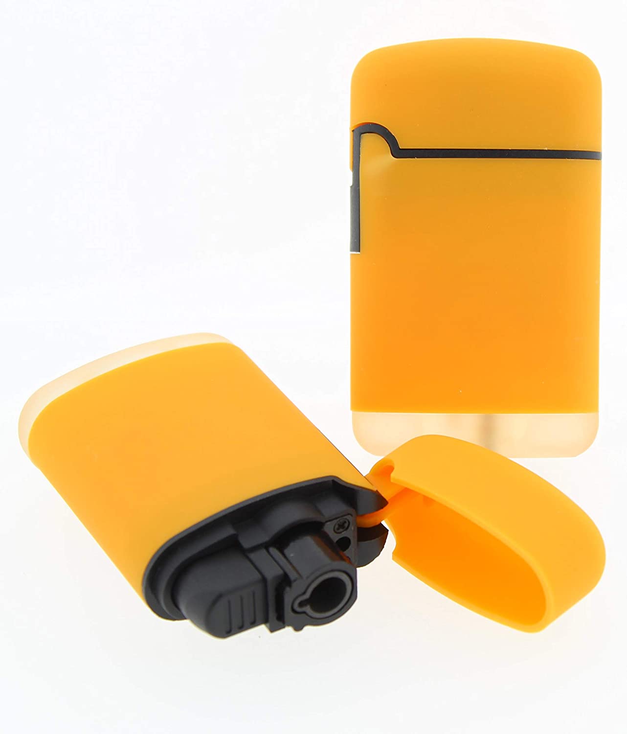 Feuerzeug Sturmfeuerzeug - Original Easy TORCH8® Jet Outdoor Gas-Sturmfeuerzeug mit gummierter Oberfläche. 2er Pack. (Orange)