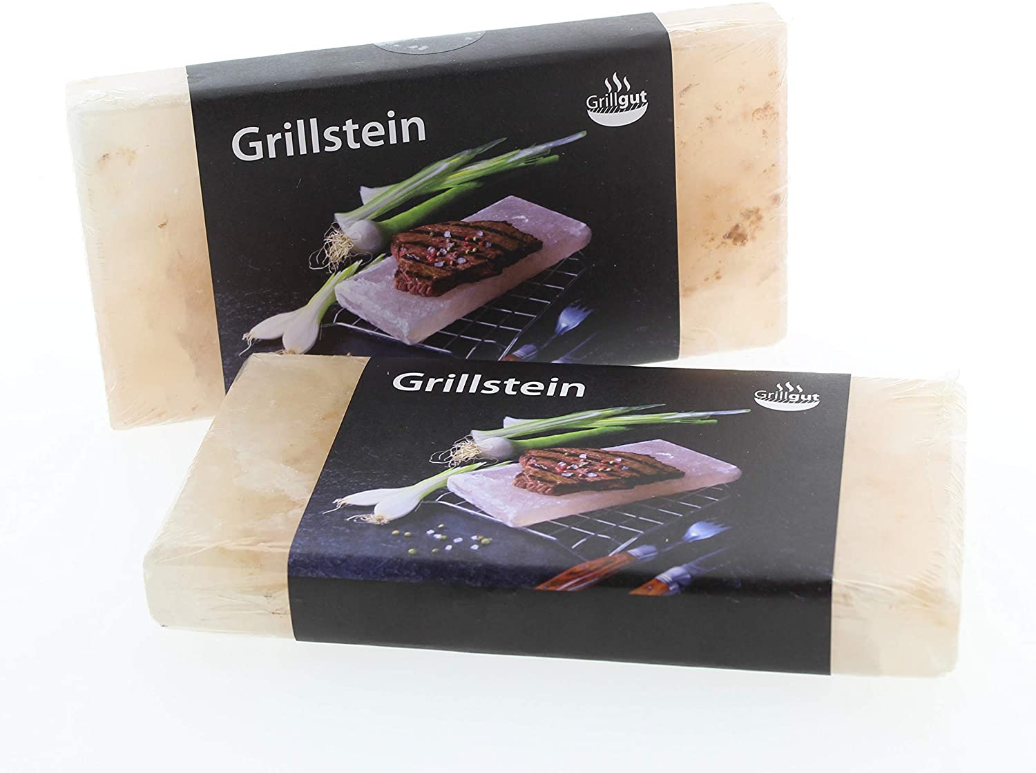 Premium XL Salzstein zum Grillen (2er Pack) – Hochwertiger BBQ Salz Grillstein für einen besonderen Geschmack – Original Salzplatte zum Grillen
