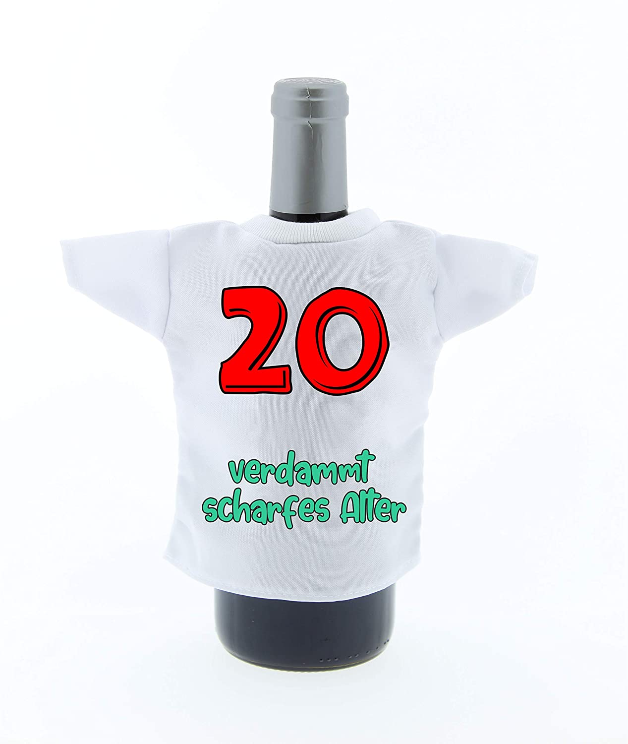 Flaschen Shirt Deko Mini Tshirt zum Geburtstag mit Aufdruck  20 verdammt scharfes Alter